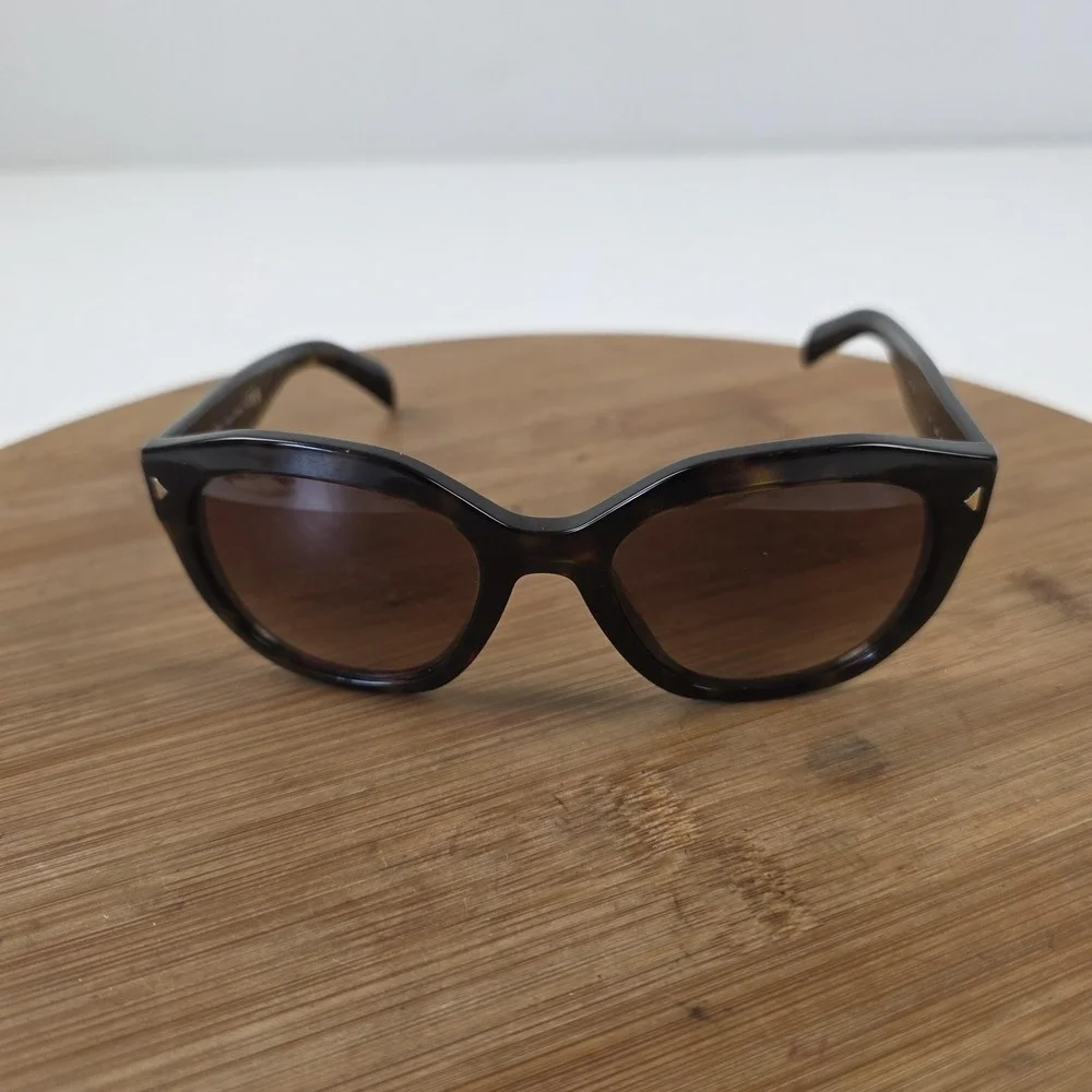Prada SPR 16V Sunglasses Womens Brown Tortoise Brown Butterfly Tinted Italy - Picture 2 of 16